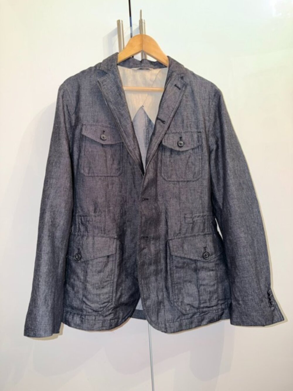 Banana Republic Heritage Jacket, Safari Style, Denim/Linen, Size 38, unisex
